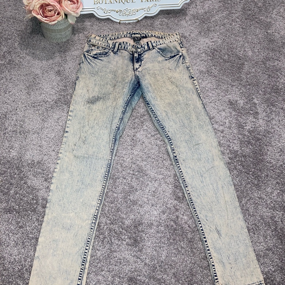 Armani Exchange Women's Blue Acid Wash Jeans